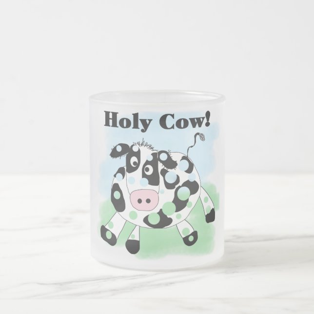 Caneca De Café Vidro Jateado Camiseta e presentes santamente da vaca (Centro)