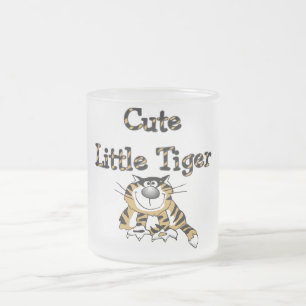 Caneca De Café Vidro Jateado Camiseta pequeno bonito e presentes do tigre