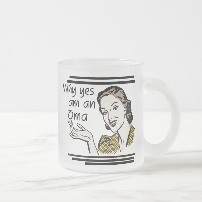 Caneca De Café Vidro Jateado Camiseta retro e presentes de Oma (Direita)