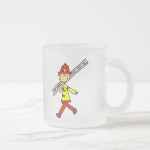 Caneca De Café Vidro Jateado Camisetas de Bombeiro com Escada e Presentes