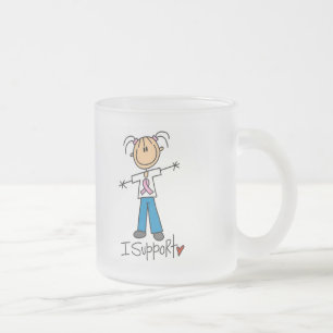 Caneca De Café Vidro Jateado Camisetas e Presentes de Apoio ao Câncer de Mama