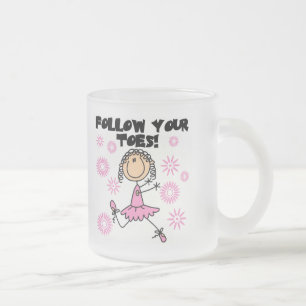 Caneca De Café Vidro Jateado Camisetas e Presentes de Bailarina Siga Seus Dedos