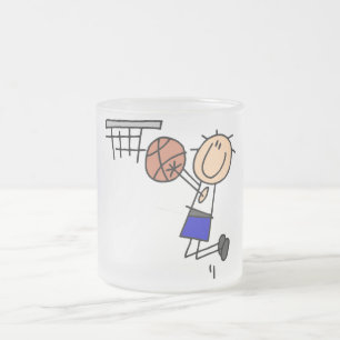 Caneca De Café Vidro Jateado Camisetas e Presentes de Basquete Jump Shot Azul