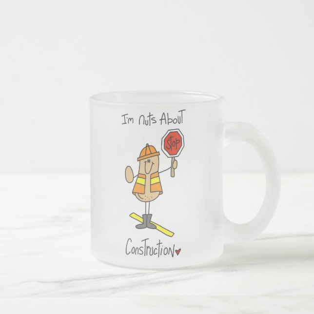 Caneca De Café Vidro Jateado Camisetas e Presentes de Construção Nuts About (Direita)