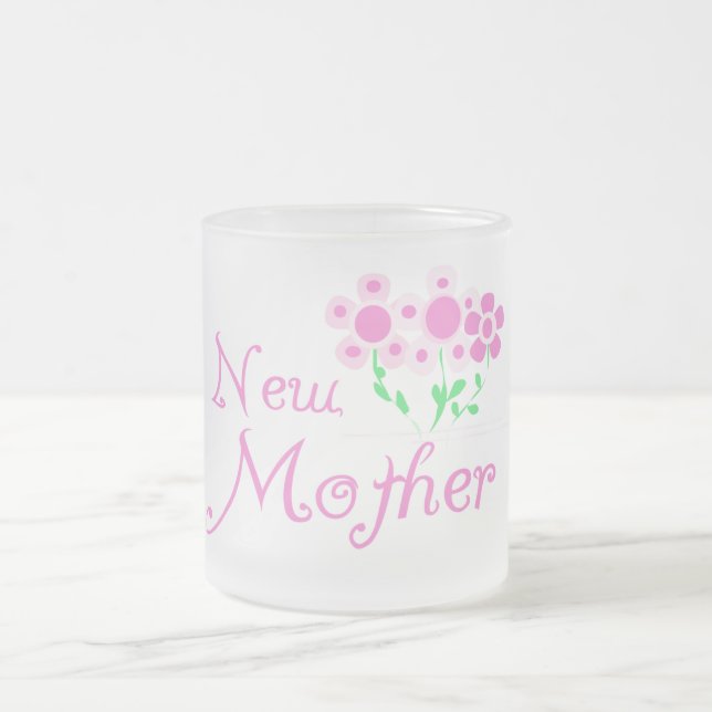 Caneca De Café Vidro Jateado Camisetas e presentes de flores rosa-novas (Centro)