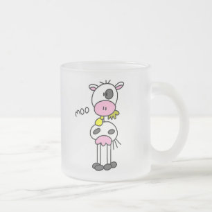 Caneca De Café Vidro Jateado Camisetas e Presentes de Vaca em Figuras de Palito