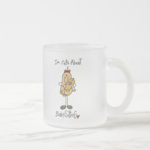 Caneca De Café Vidro Jateado Camisetas e Presentes Loucos por Babá