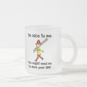 Caneca De Café Vidro Jateado Camisetas e Presentes para Bombeiros Be Nice
