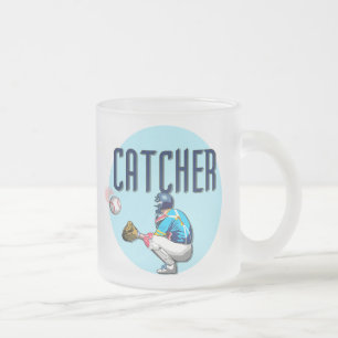 Caneca De Café Vidro Jateado Camisetas e Presentes para Receptores de Beisebol