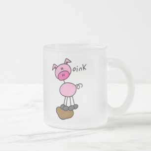 Caneca De Café Vidro Jateado Camisetas e Presentes Porco Diz Oink