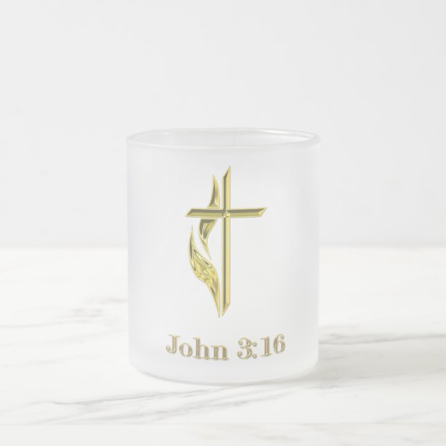 Caneca De Café Vidro Jateado Camisetas John 3:16 e mais (Centro)