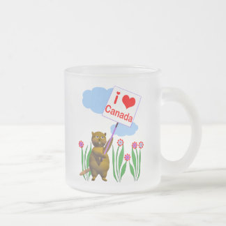 Caneca De Café Vidro Jateado Canadense Beaver ama Canadá