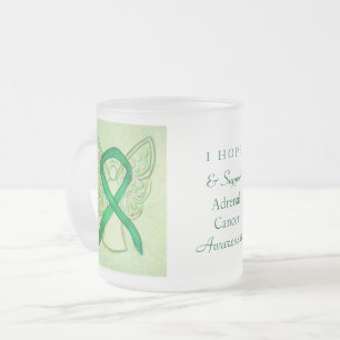 Caneca De Café Vidro Jateado Cancer Adrenal, Fita Angel Mug