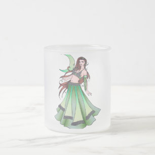 Caneca De Café Vidro Jateado Cancer Belly Dancer