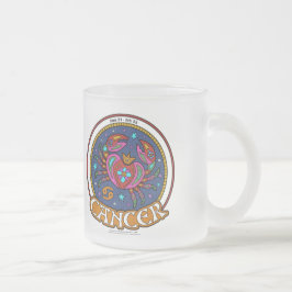 Caneca De Café Vidro Jateado CANCER NP 10oz - Placa de vidro do Fosco