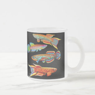 Caneca De Café Vidro Jateado Caneca colorida do vidro de fosco do Killifish