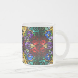 Caneca De Café Vidro Jateado Caneca de Arte em Vidro Colorido Floral