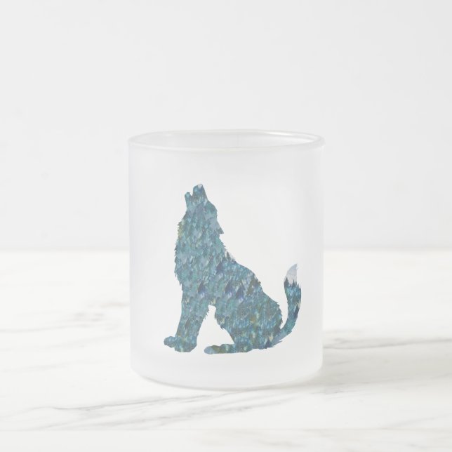 Caneca De Café Vidro Jateado Caneca de Vidro Arte de Lobo (Centro)