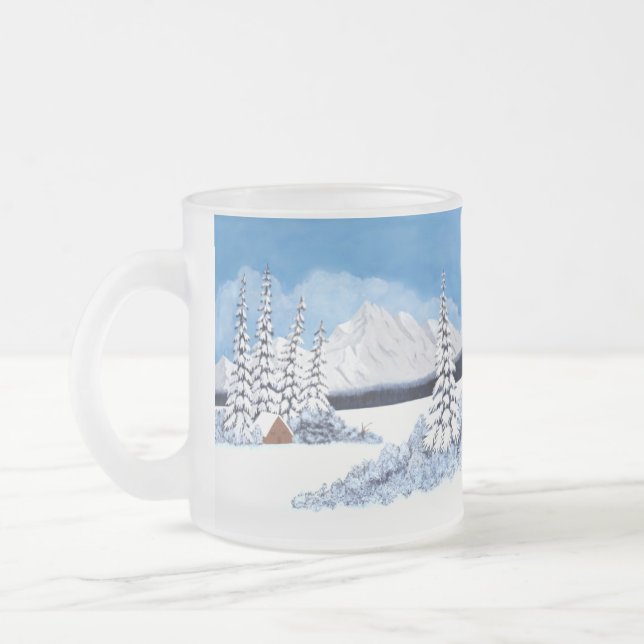 Caneca De Café Vidro Jateado Caneca de Vidro Congelado de Inverno Nevado (Esquerda)
