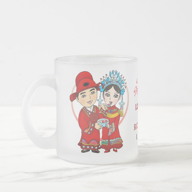 Caneca De Café Vidro Jateado "Caneca de vidro da felicidade Wedding & dobro" (Esquerda)