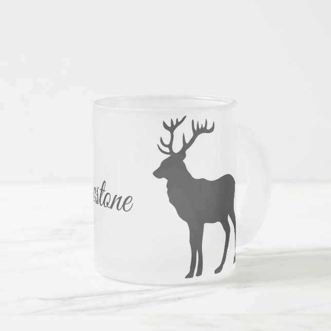Caneca De Café Vidro Jateado Caneca de Vidro Fosco-Alce de Yellowstone (Frente Esquerda)