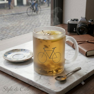 Caneca De Café Vidro Jateado Caneca de Vidro Fosco com Design de Bicicleta Limp