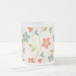 Caneca De Café Vidro Jateado Caneca de Vidro Fosco com Flores