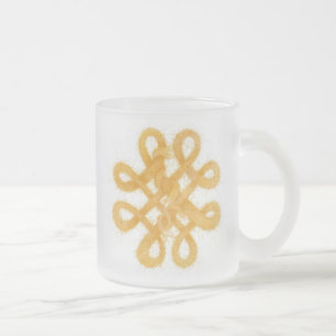 Caneca De Café Vidro Jateado Caneca de Vidro Fosco com Nó Celta Dourado