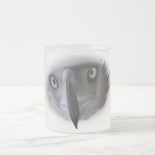 Caneca De Café Vidro Jateado Caneca de Vidro Fosco com Rosto de Águia Abstrato