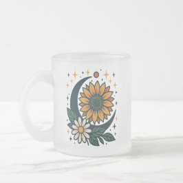 Caneca De Café Vidro Jateado Caneca de Vidro Fosco Flor Celestial