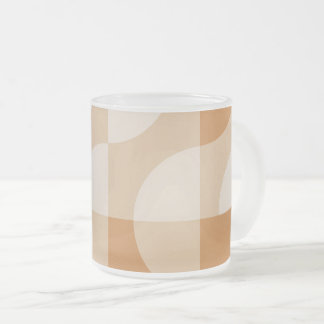 Caneca De Café Vidro Jateado Caneca de Vidro Fosco Geométrico Bege Minimalista