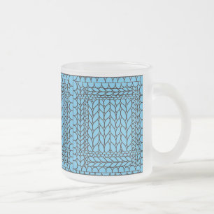 Caneca De Café Vidro Jateado Caneca de Vidro Fosco KNIT PURL AZUL