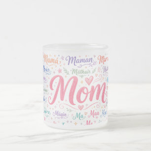 Caneca De Café Vidro Jateado Caneca de Vidro Fosco Línguas do Mundo Mamãe
