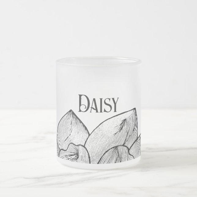 Caneca De Café Vidro Jateado Caneca de Vidro Fosco Personalizada Daisy (Centro)