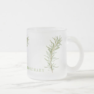 CANECA DE CAFÉ VIDRO JATEADO CANECA DE VIDRO FROSTED COM ALECRIM FRESCO