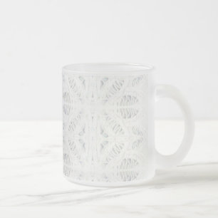 CANECA DE CAFÉ VIDRO JATEADO CANECA DE VIDRO FROSTED COM RENDADO BATTENBURG
