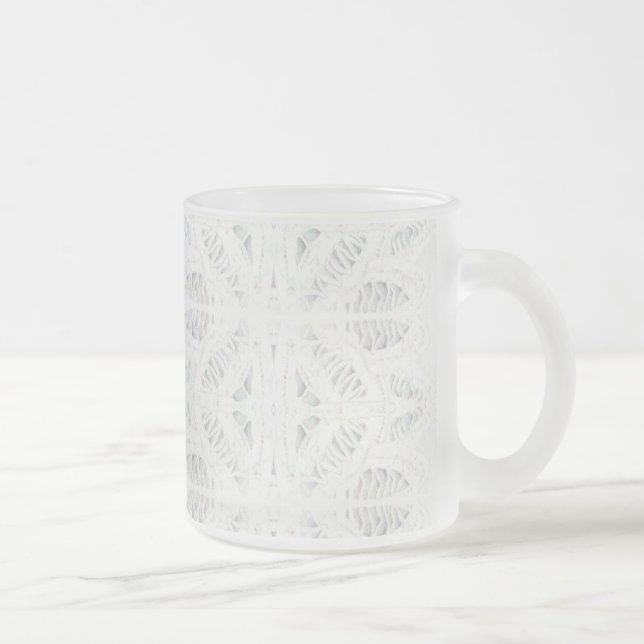 CANECA DE CAFÉ VIDRO JATEADO CANECA DE VIDRO FROSTED COM RENDADO BATTENBURG (Direita)