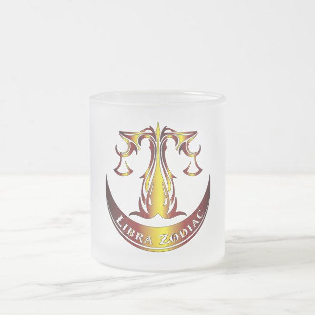 Caneca De Café Vidro Jateado Caneca de Vidro Libra Zodíaco (Centro)