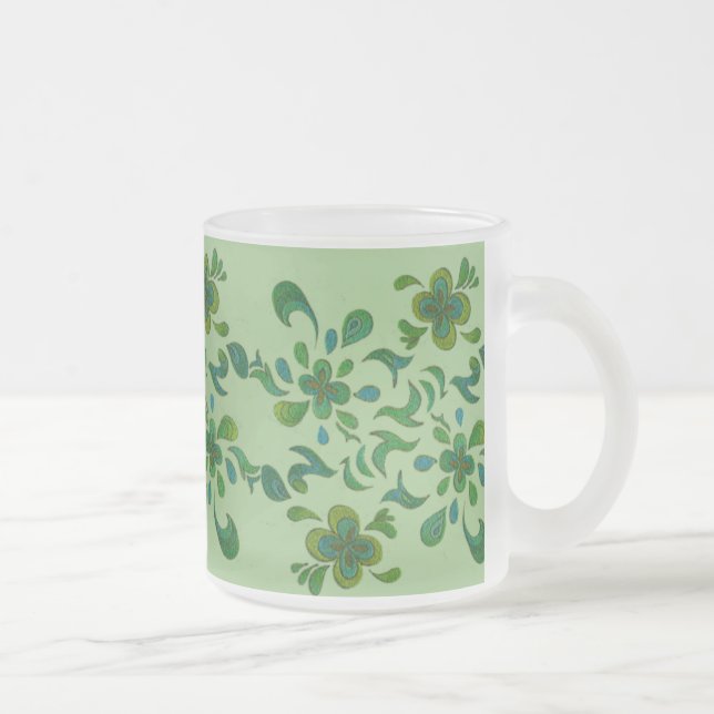 Caneca De Café Vidro Jateado Caneca de vidro - verde 01 (Direita)