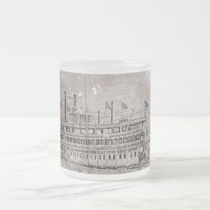 Caneca De Café Vidro Jateado Caneca de Vidro Vintage New Orleans River Stern Wh