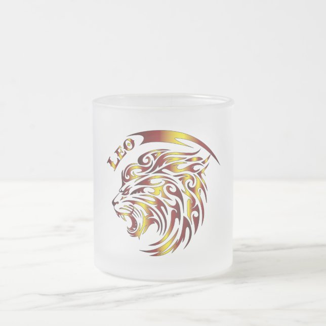 Caneca De Café Vidro Jateado Caneca de Vidro Zodíaco Leão (Centro)