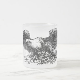 Caneca De Café Vidro Jateado Caneca do vidro de fosco de Eagle da guerra