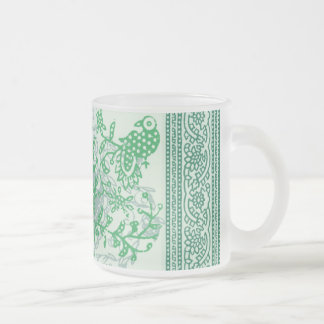Caneca De Café Vidro Jateado Caneca do vidro de fosco - verde do indiano