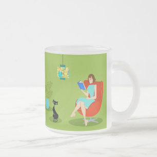 Caneca De Café Vidro Jateado Caneca retro do vidro de fosco da mulher da