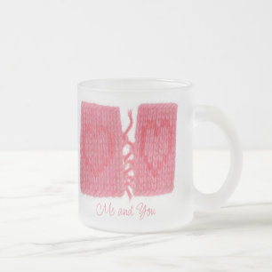 Caneca De Café Vidro Jateado CANELA DE DOIS CORAÇÕES Caneca de Vidro Fosco + Te