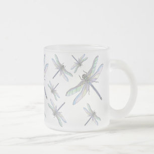 Caneca De Café Vidro Jateado Caneta DRAGONFLIES (fosco)