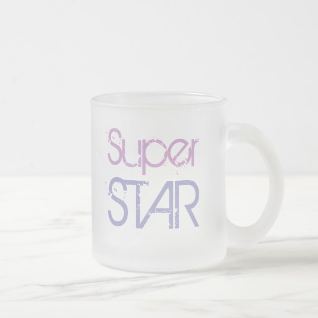 Caneca De Café Vidro Jateado Caneta SUPER STAR (fosco de vidro) (Direita)