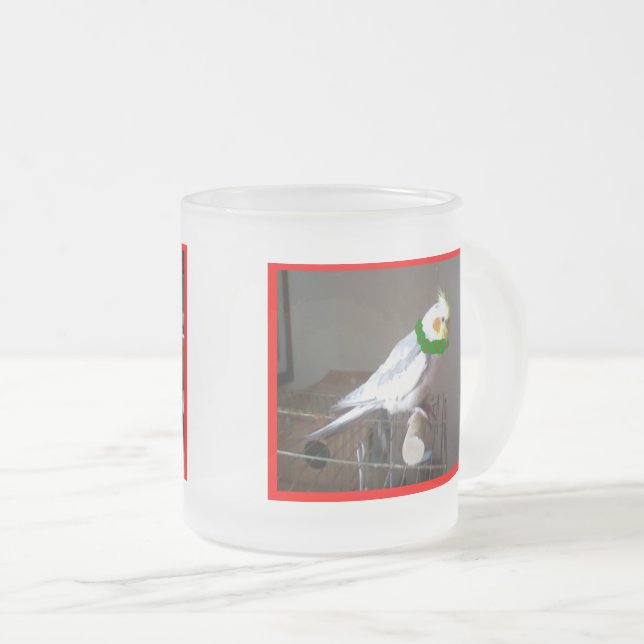 Caneca De Café Vidro Jateado Canhão de Cockatiel Frosty (Frente Esquerda)