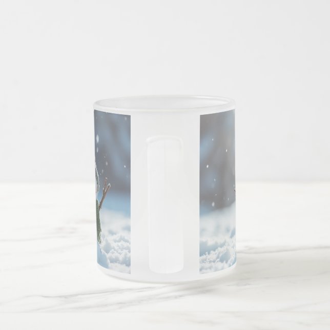Caneca De Café Vidro Jateado Canhão de Neve Reproduzido (Alça)