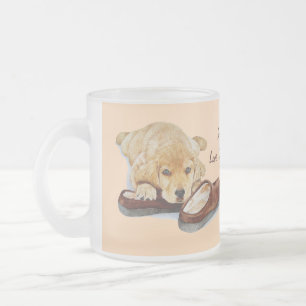 Caneca De Café Vidro Jateado cão de cachorrinho muito fofo que recuperador de o